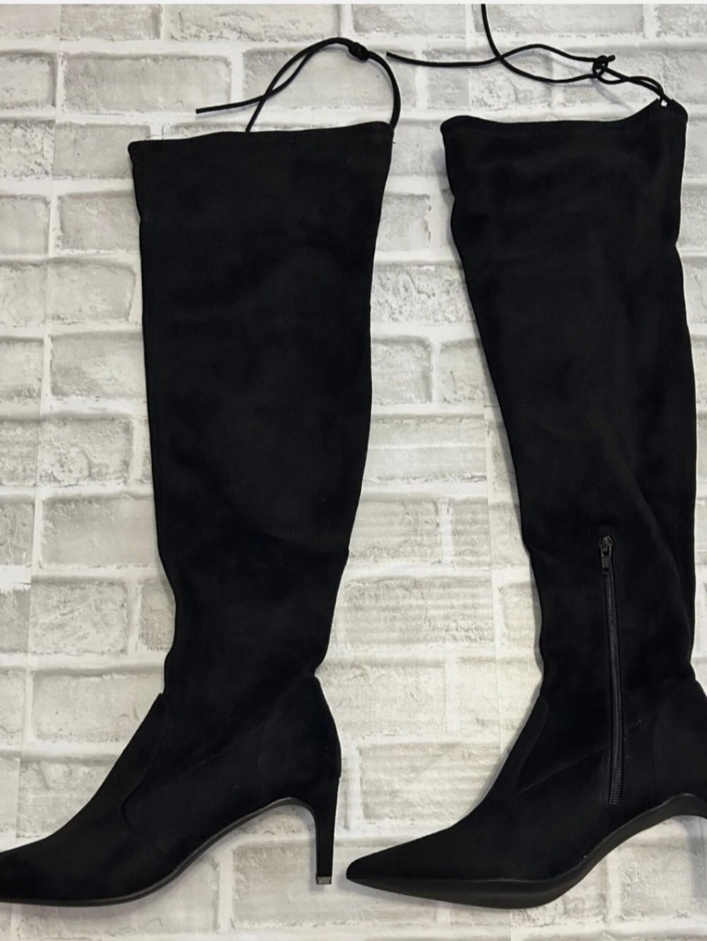 NEW in Box- JustFab Allysandra Black Suede Over-the-Knee Stiletto Boots - Picture 2 of 12